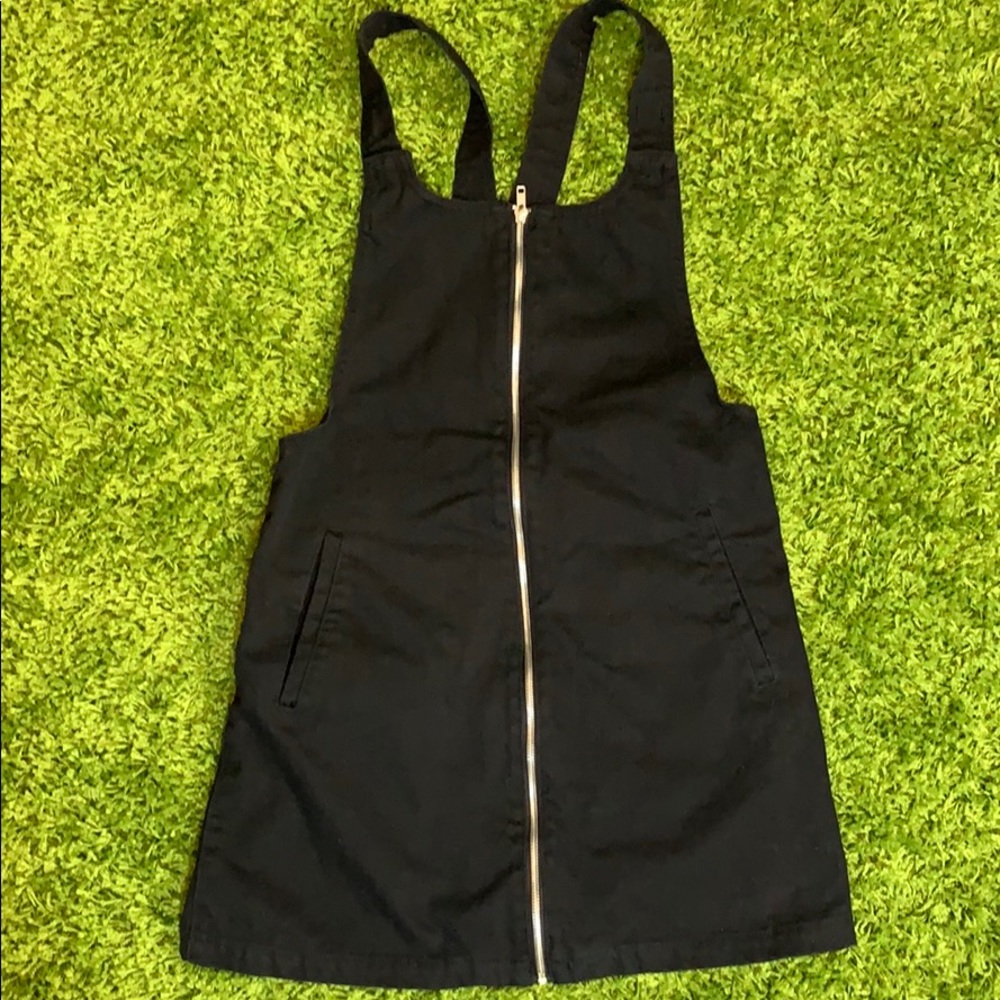 Forever 21 Black Denim Zip Overall Dress